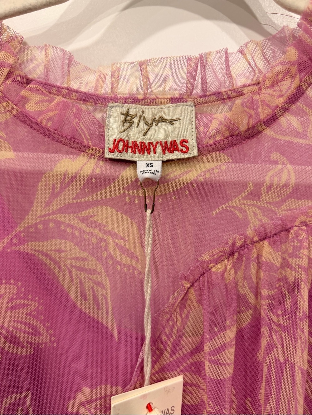 NWT JOHNNY WAS Biya Mazzy Arching Ruffles Dress Pink Floral Embroidered XS Boho - Picture 5 of 13